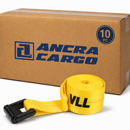 Ancra Cargo 4" x 30' Winch Strap w/Flat Hook 10 Pack — 5,400 Lbs WLL