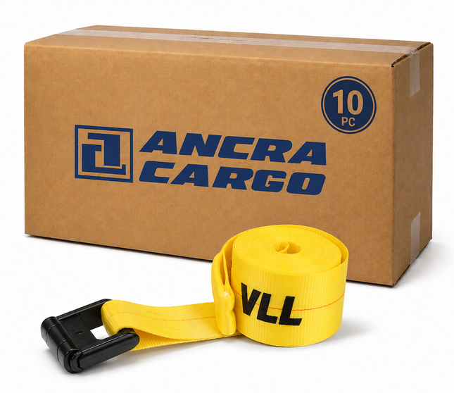 Ancra Cargo 4" x 30' Winch Strap w/Flat Hook 10 Pack — 5,400 Lbs WLL
