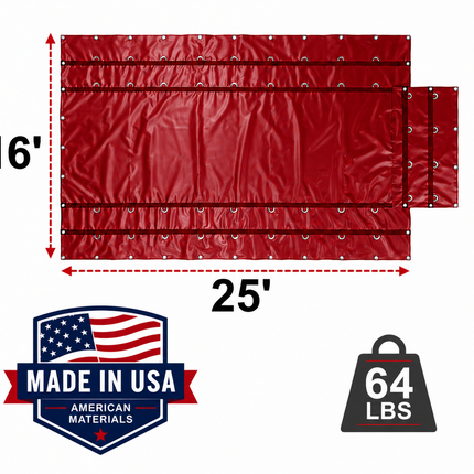 16' x 25' Vinyl Tarp with Flap for Flatbed Truck and Trailer - 4' Drop