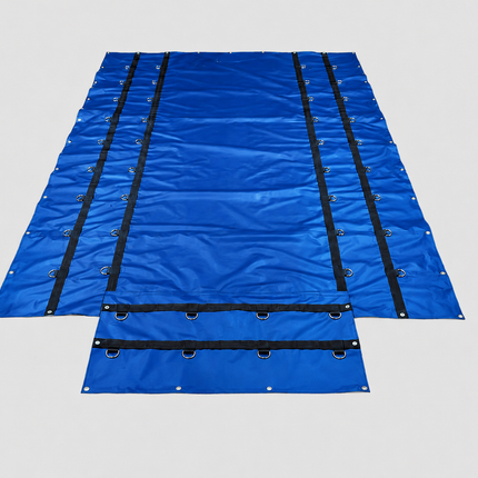 24' x 25' 14oz Vinyl Flatbed Tarp Set – 8' Drop with Flap | Made in USA