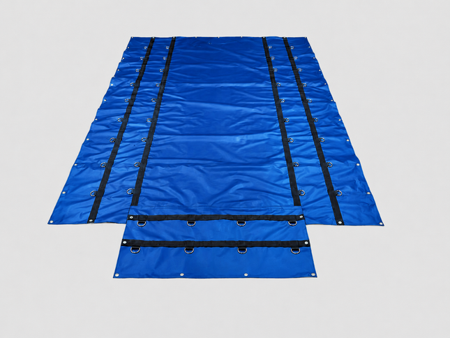 24' x 25' 14oz Vinyl Flatbed Tarp Set – 8' Drop with Flap | Made in USA