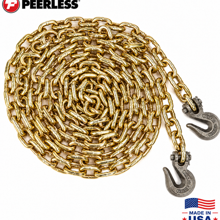 Peerless 1/2" x 20' Grade 70 Transport Chain with Clevis Grab Hook Made in USA