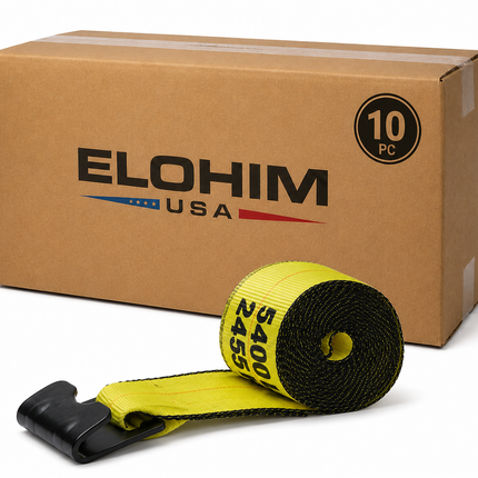 Elohim USA 4" x 30' Winch Strap 10 Pack - 5,400 Lbs WLL