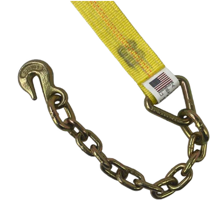 Safer N Secure 2" x 30' Ratchet Strap w/ Chain Ends & Grab Hooks