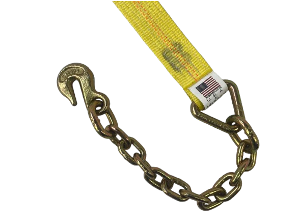 Safer N Secure 2" x 30' Ratchet Strap w/ Chain Ends & Grab Hooks